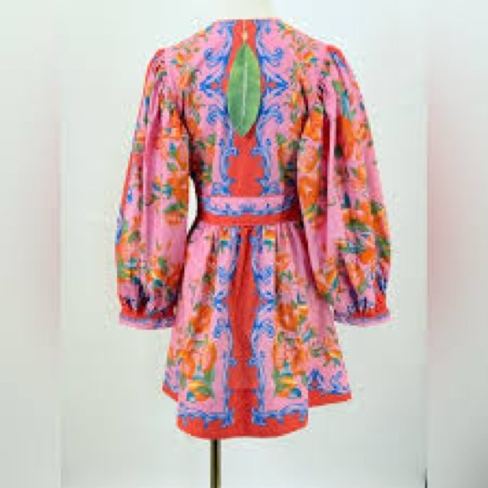 FARM Rio Pink Orange Floral Mini Dress - Picture 3 of 14